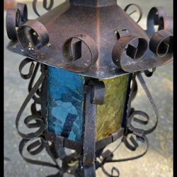 Vint Spanish Revival Gothic Metal Scroll Lamp 