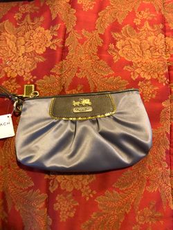 NWT Coach wristlet silver/grey with leather strap