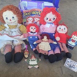 Raggedy Andy And Raggedy Anne Collection 10 Items In Lot