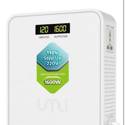 UMI 1600W Step Up Voltage 110v to 220v Converter, Heavy Duty Power Converter 110v to 220v, Power Transformer with Auto Mode, Step Up 110v to 220v - Eu
