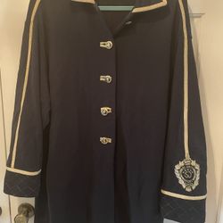 St. John Sport By Marie Gray- Black/Gold -Long Sweatshirt- Large -Button Closure