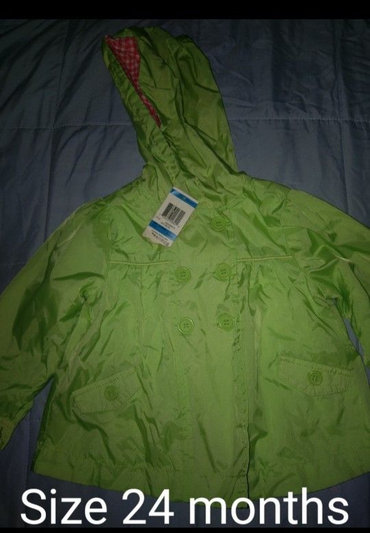 NEW- First Impressions Lime Green Rain Coat size 24 month's.