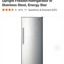 Vissani 24 in. 11 cu. ft. Convertible Auto Defrost Garage Ready Upright Freezer/Refrigerator in Stainless Steel, Energy Star