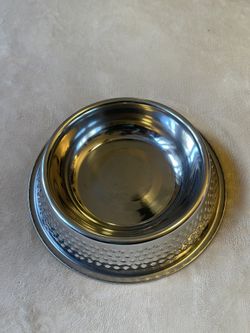 Stainless Steel Hammered Dog Bowl