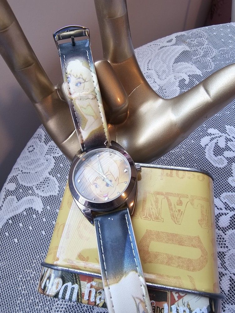 $25.00 - "TINKERBELL" DISNEY WATCH, 50TH ANNIVERSARY! In Tin Can/Like New - Needs New Battery!