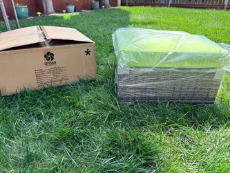 NEW IN BOX - Ottoman Gray Base & Green Cushion (4 left)