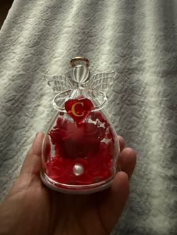 Glass Angel Figurine with Preserved Red Rose