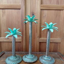 Palm tree candlesticks Set up three