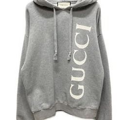 Gucci Grey Logo Gucci Unisex Hoodie Authentic