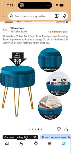 Velvet Teal Storage Ottoman