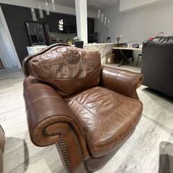 Brown Genuine Leather Armchair Excellent Condition