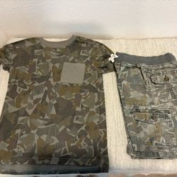 Boys Cat & Jack Camo Top & shorts size 6-7 - kids clothes- Simi Valley