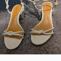 Elevate Your Look: Schutz White Lace-Up Heeled Sandals