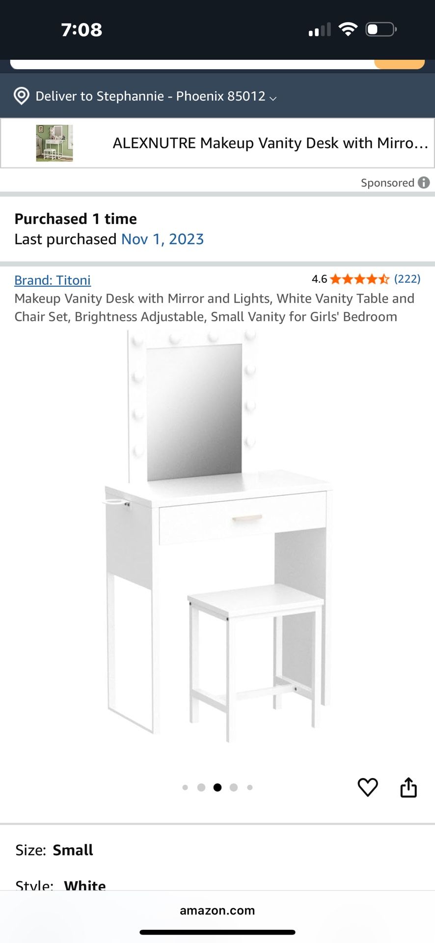 Makeup Vanity Desk with Mirror And Lights with Chair