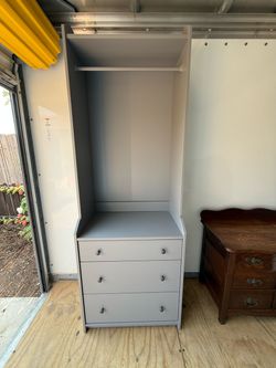Ikea HAUGA High cabinet wardrobe dresser chest of drawers with 2 doors, gray, 27 1/2x78 3/8 "