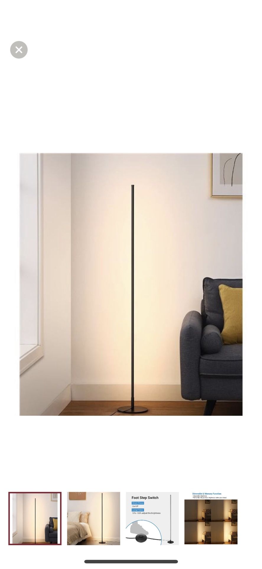 LED Corner Floor Lamp 57.5" Minimalist Dimmable Lighting Standing Tall Lamp