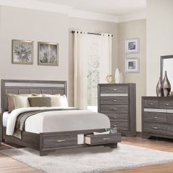 4 PC BEDROOM SET NEW IN BOX (MATTRESS AND CHEST SOLD SEPARATELY)