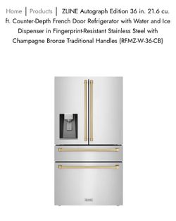 Zline Autograph Edition 36” Refrigerator / Counter Depth