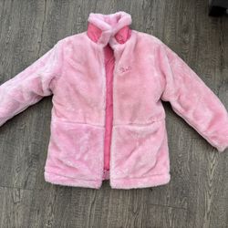 Barbie Pink Reversible Jacket Coat Long Sleeve Girls Zip Up
