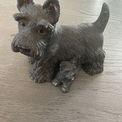 Vintage Kathy Wise Purebred Pets Black Scottie Mom & Puppy Dog