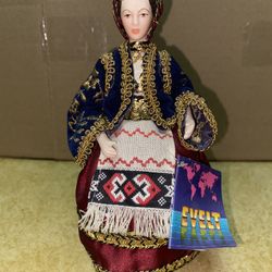 7.5 inch Vintage Evelt Handmade Greek Porcelain Doll 151 E Sfakia-Crete Imported From Greece