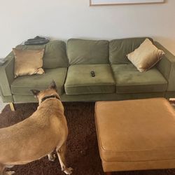 Modern Green Velvet Couch 