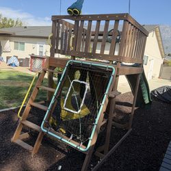 Kids outdoor sports playground with slide