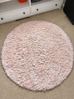 Pink Circle Round Fluffy Area Rug