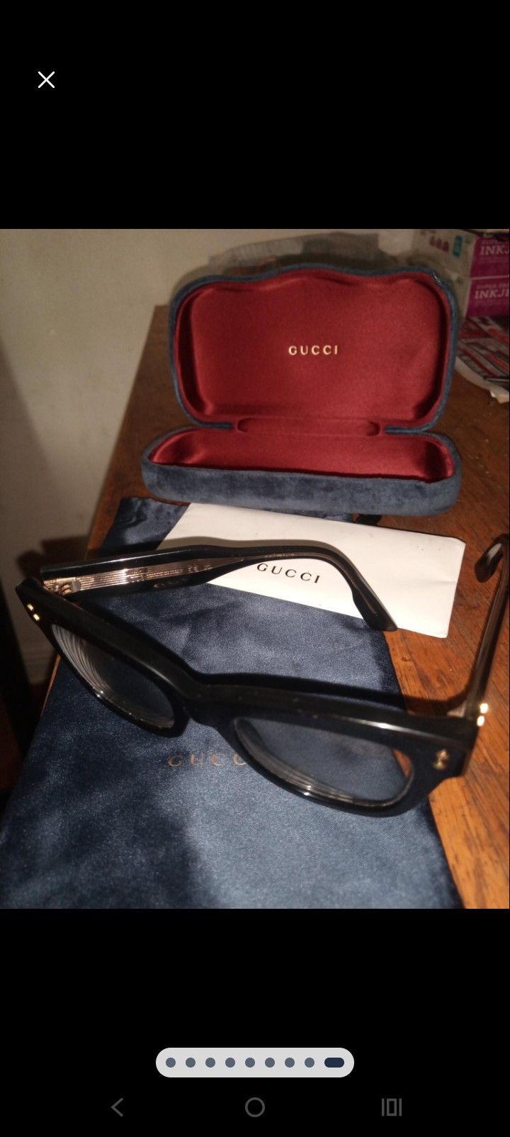 Gucci Eyeglasses With Case, Silk Pouch And Certificate Of Authenticity Included