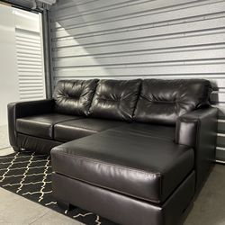 Faux Leather Sectional Couch (Free Delivery)