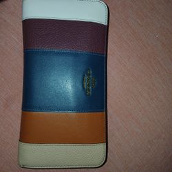Coach Accordion Zip Wallet With Patchwork Stripes