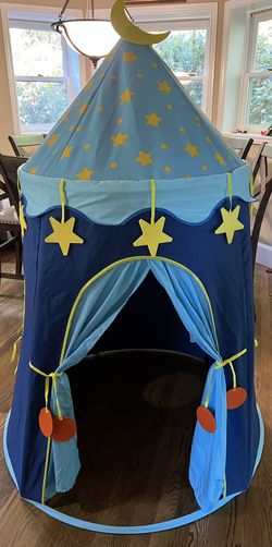 J’Adore Star Wishes Kids Indoor Foldable Portable Play Pop Up Tent Castle-Moon Stars