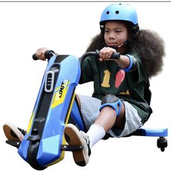 Electric Go Kart for Kids Ages 6-12- 12V Drifting Go Cart Shift - 360° Spin, Twist Grip, Stepless Speed, Max 5 MPH, 3 Adjustable Seat, Music, Drift Ka