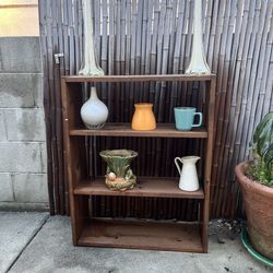 Rustic Hand-Built Pine Farmhouse Shelf – 4 Tier Garden / Bookshelf – Weathered Wood w/ Reinforced Back – 34” Tall  ⸻  📝 DESCRIPTION  Rustic hand-buil