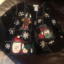 Ladies “Ugly Sweater” Christmas Cardigan-Size Medium