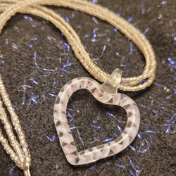 New Glass Seed Bead Murano Heart Necklace