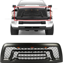 Grille Front Bumper Hood Matte Black w/ Signal LED Lights Compatible w/ 2010-2018 Ram 2(contact info removed)