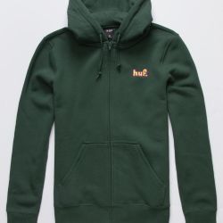 HUF Worldwide Men’s 1993 Full Zip Hoodie Dark Green Brand New DS