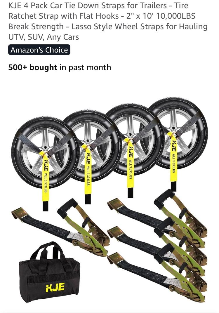 Tie Down Straps For Trailers (4 Pack)