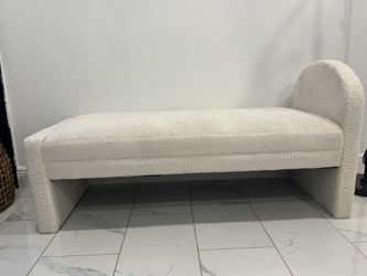 Modern Cream Bouclé Bench 