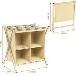 aboxoo 2 Pack Luggage Rack with storage, Guest Room Folding Suitcase Stands, Holds up to 120 lb, Space Saving Suitcase Holders for guest room, Bedroom