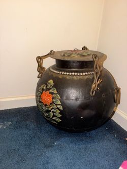 Chinese or Tibetan Metal Dowry Storage Chest or Rice Pot