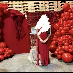 6X6 Ft Sequin Backdrop And Red Velvet Bow 