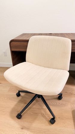 Cream Fabric Office Chair with Casters