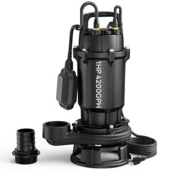 Open-Box New AQUASTRONG 1 HP Grinder Sewage Pump with 4200 GPH  Auto Float Retail $249.00