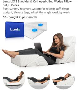 Lunix LX13 Shoulder & Orthopedic Bed Wedge Pillow Set, 6 Pieces Post-surgery recovery system for rotator cuff; sleep upright, elevate legs, adjust the