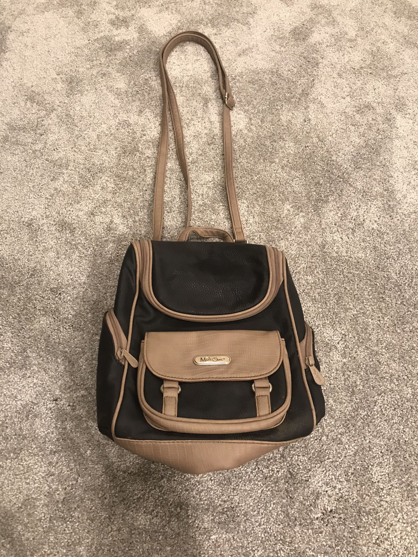 Black & Tan Convertible Backpack Purse