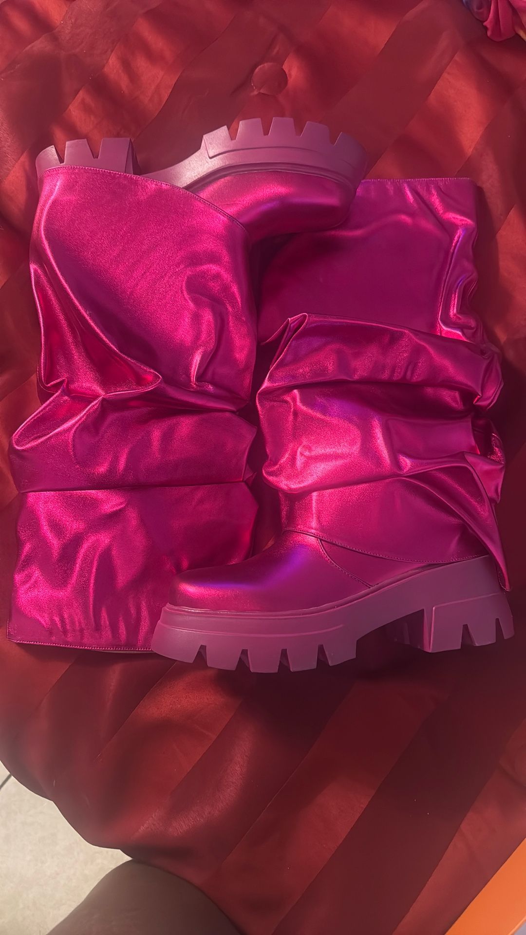 Pink Slouch Fashion Boots Size 8