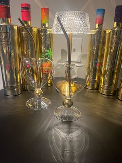 Au Vodka heart shaped glasses with straws