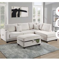 3 Pc Sectional Set With Ottoman 